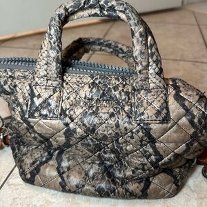 MZ Wallace Micro Sutton Grey Snake Print Bag